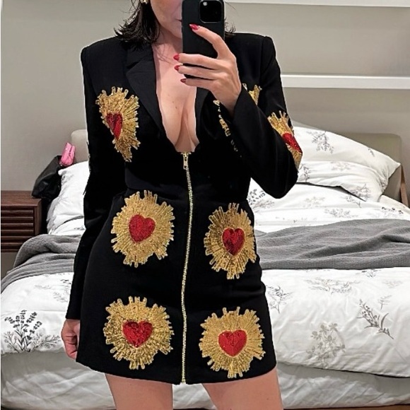 Akira Black and Gold Embellished Women's Jacket Dress - Picture 5 of 5